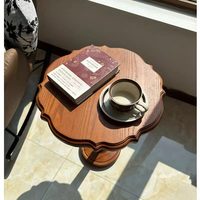 Mesa de Centro Pequeña de Madera Maciza Estilo Francés Vintage, Mesa Auxiliar para Sala de Estar, Espacios Pequeños, Mesa de Noche de Inspiración de Mediados de Siglo