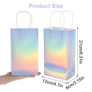 Sacs cadeaux en papier réutilisables avec poignée, sac cadeau irisé, sac cadeau brillant holographique, sacs cadeaux - Product Image 1