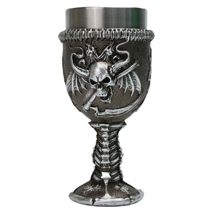 Inicio Bar Fiesta Nuevo Medieval 3D <span class=keywords><strong>Muerte</strong></span> Calavera Escultura Gafas Acero inoxidable Macabro Halloween Esqueletos Forma Copa - Product Image 1