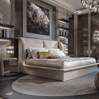 Lit King Size en Bois Rembourré Italien, Vente en Gros Usine, Lit Doux, Mobilier de Chambre Moderne de Luxe, Designer