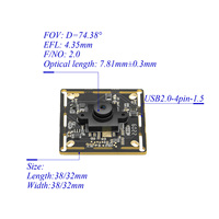 Module de caméra USB à focale fixe Hampo OEM GC2093 CMOS 2MP Full HD 1080P 60FPS, compression H.264/MJPG/YUV, Plug&Play, réduction du bruit 3D