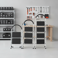 Échelle pliante portable de style moderne, capacité de charge de 300 kg, en acier inoxydable/aluminium/acier, pour supermarché, escalier, salle de sport, extérieur