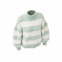 Pull en coton tricoté épais 100 % coton pour femme, style bohème, col rond, manches longues, personnalisable avec logo au dos, service ODM, hiver