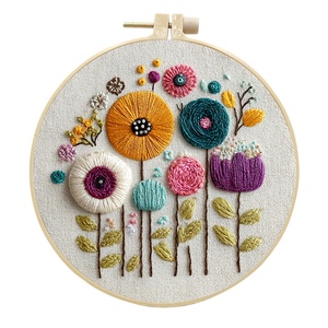 Kit de broderie au point de croix pour débutants pour la décoration de la maison, cerceaux à broder en plastique, fils de couleur, forme florale - Product Image 5