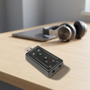 การ์ดเสียง USB ภายนอก 7 ช่องสัญญาณ สำหรับคอมพิวเตอร์และโทรศัพท์มือถือ พร้อมช่องต่อไมโครโฟน สำหรับการถ่ายทอดสด - Product Image 2