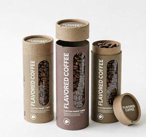 Tube à café en papier kraft écologique avec fenêtre transparente, boîte cylindrique recyclable pour le stockage des grains de café - Product Image 4