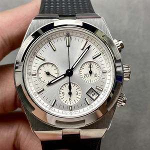 Reloj de Pulsera con Diseño de Obra Maestra Icónica, Esfera Plateada, Acero Inoxidable 316L, Cronógrafo Luminoso, Mecánico Automático, Resistente al Agua, Correa de Goma - Product Image 1