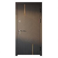 Porte de sécurité moderne à rayures chevron, double face, en acier galvanisé, MDF, serrure à empreintes digitales en option, personnalisable, résistance au feu 1,5 heure