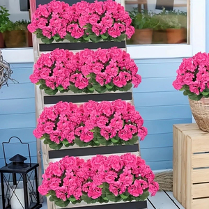 Lot de 4 fleurs artificielles de dahlias roses, plantes décoratives pour la décoration de jardin et de patio extérieur - Product Image 6