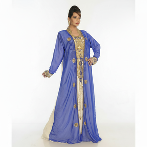 Multicolor Georgette Embroidered Zari Work Islamic <b>Kaftans</b> - Product Image 1