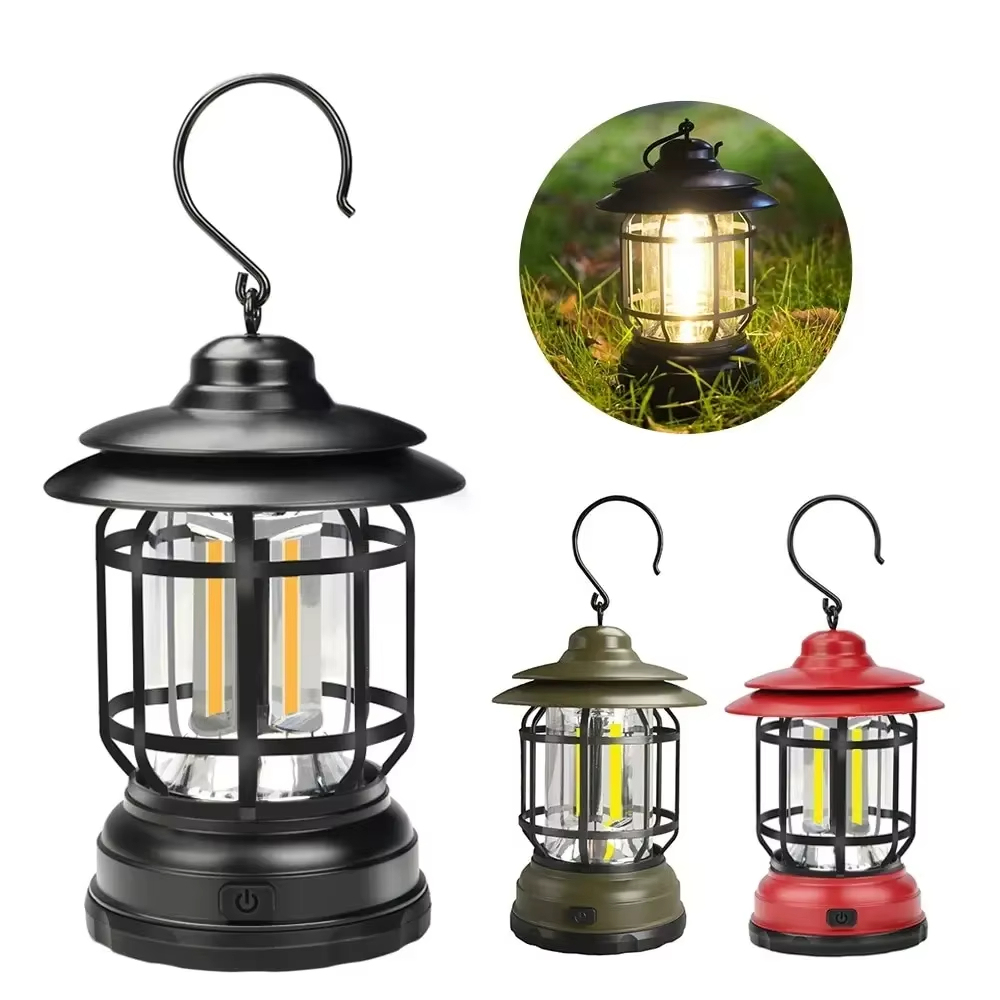 LED Camping Lantern 2Lighting Modes COB Battery Powered for Hiking Camping Emergency Home Power Outages Indoor Outdoor