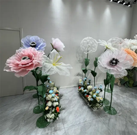Pesta Pernikahan bunga buatan oranye Peony Lily dekorasi acara berdiri kertas raksasa bunga pernikahan