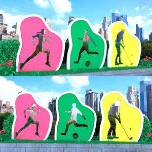 Sculptures sportives colorées en fibre de verre |   Silhouettes d'athlètes dynamiques et figurines d'<span class=keywords><strong>action</strong></span> pour la décoration de gymnases et l'aménagement paysager des complexes sportifs - Product Image 1