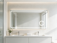 Miroir mural rectangulaire moderne avec éclairage LED, étanche et anti-buée, pour salle de bain, maquillage, hôtel et maison
