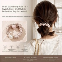 Neue Süße Satin-Legierung Erdbeer-Imitationsperlen Hochelastischer Haarring Haargummis Haarschleifen Haaraccessoires Großhandel