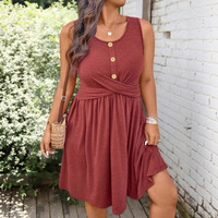 Nouvelle Robe Femme Grande Taille Style Minimaliste Boutonnée Couleur Unie en Soie de Lait Export Commerces Transfrontaliers Printemps 2025
