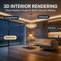 Conception d'intérieur d'appartement moderne, plan d'étage 2D CAD et rendu 3D pour projet hôtelier