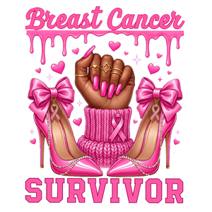 Estampados DTF Termoadhesivos de Concienciación sobre el Cáncer de Mama 'Ella es Fuerte', Listos para Planchar, Bajo MOQ, Entrega Rápida - Product Image 6