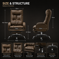 Chaise de bureau de direction moderne de luxe à dossier haut avec repose-pieds rétractable en cuir PU marron, chaise ergonomique pour patron, vente en gros directe usine