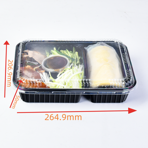 boîte à déjeuner bento à emporter, compartiment à 2 ou 3 parties, conteneurs à base <span class=keywords><strong>noire</strong></span> avec couvercles - Product Image 2