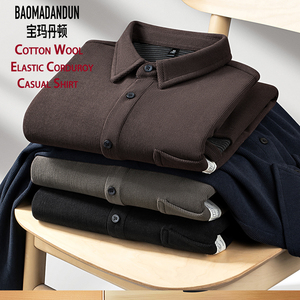 <span class=keywords><strong>Chemise</strong></span> Ample de Loisir en Velours Côtelé de <span class=keywords><strong>Laine</strong></span> BAOMADANDUN à Manches Longues, Automne et Hiver, Sans Repassage, Grande Élasticité - Product Image 4