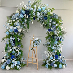 X885 giungla matrimonio verde giardino foresta arco floreale in seta artificiale verde piante rosa viola fiore arco per evento di nozze - Product Image 5