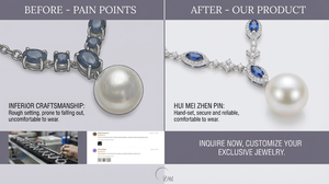 UM Jewelry Collier en or massif 18 carats avec diamant naturel perle d'eau douce perle unisexe mariage quotidien fête commémorative ensemble en gros - Product Image 6