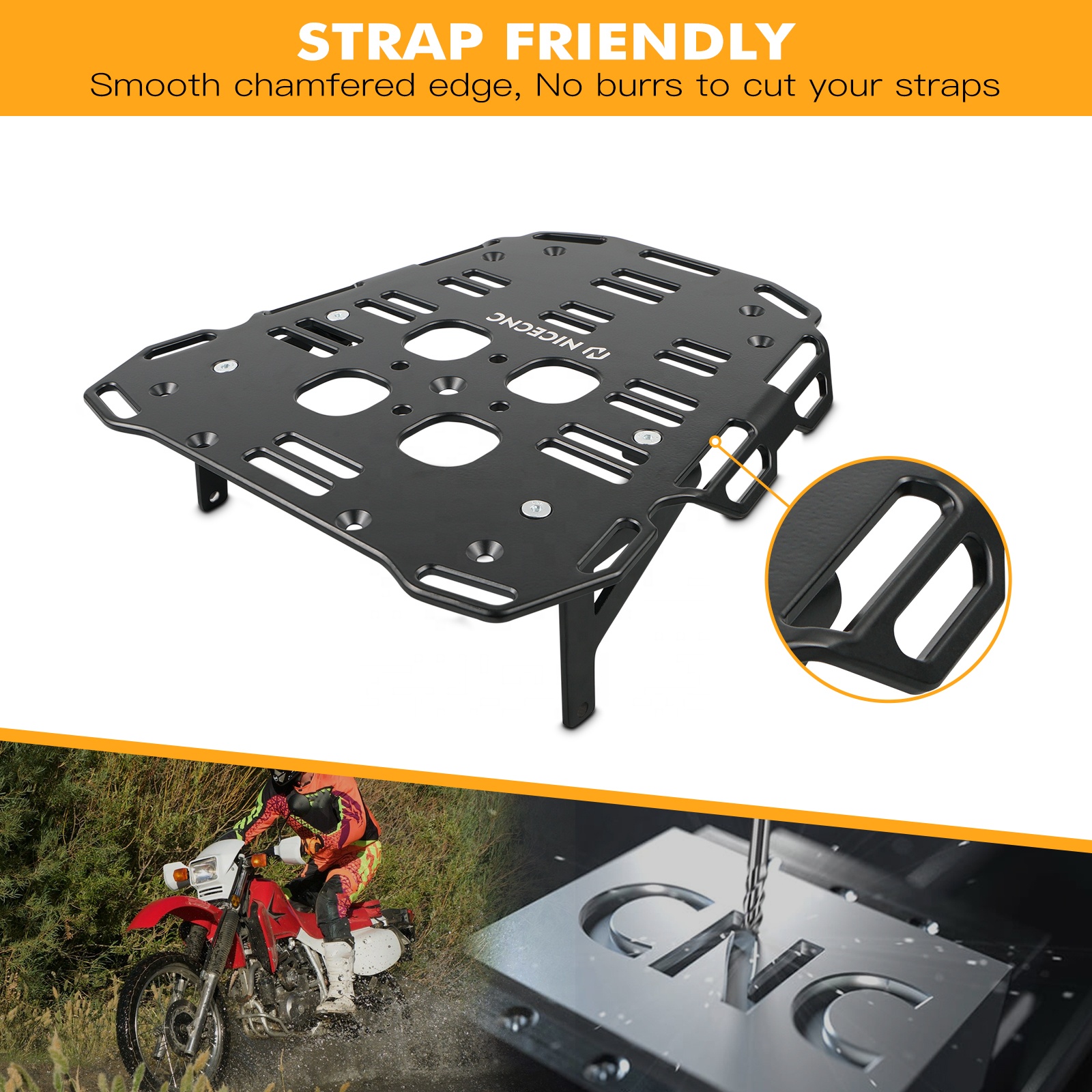 Nicecnc CNC Black 5052 Billet Aluminum Luggage Rack for Honda XR650L