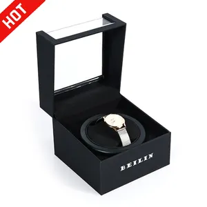 Manufacture Luxury Custom Logo Display Acrylic Single Timepieces Jewelry Storage Paper Black Watch Box