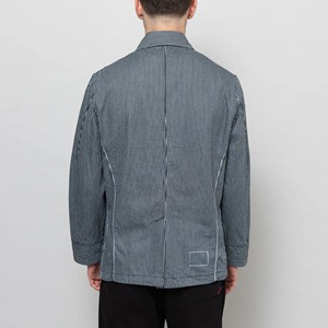 <span class=keywords><strong>Veste</strong></span> de boulangerie personnalisée <span class=keywords><strong>veste</strong></span> de corvée coupe légèrement décontractée Hickory Stripe Denim: 100% coton teinté indigo simple évent arrière - Product Image 2