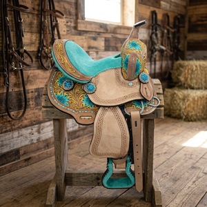 Silla de Montar Western de Cuero Marrón de Alta Calidad con Arco de Fibra de Vidrio y Estribos de Acero Inoxidable, Tamaños y Colores Personalizables, Venta al por Mayor - Product Image 3