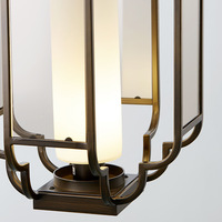 Lustre Lanterne Classique Chinois Moderne avec Verre et Fer Forgé, Taille Moyenne, LED, Garantie 3 Ans, Idéal pour Chambre à Coucher