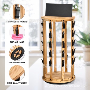 Wooden Snack Display Rack 5 Rows 40 Clips Rotatable Desktop Storage With Blackboard For Retail Or Home Use - Product Image 1
