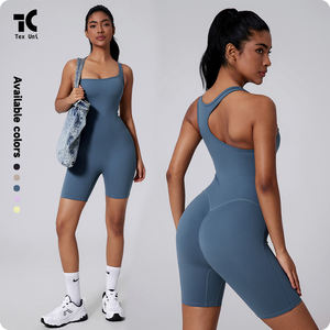 Novo Estilo Assimétrico Bela Volta Yoga Dança e Esportes Butt Lifting Smocking Cut Out Romper - Product Image 6