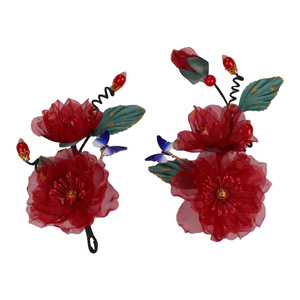 Diseño original, estilo tradicional chino, estilo de la dinastía Tang, hecho a mano, estampado en lámina roja y dorada, peonía y hierbas versátiles. - Product Image 5