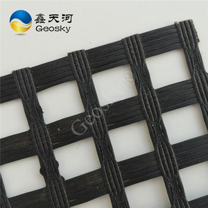 Cường độ cao 100-30kn đơn trục dọc dệt kim Polyester geogrid cho xây dựng đường dốc bảo vệ và giữ chân tường - Product Image 1