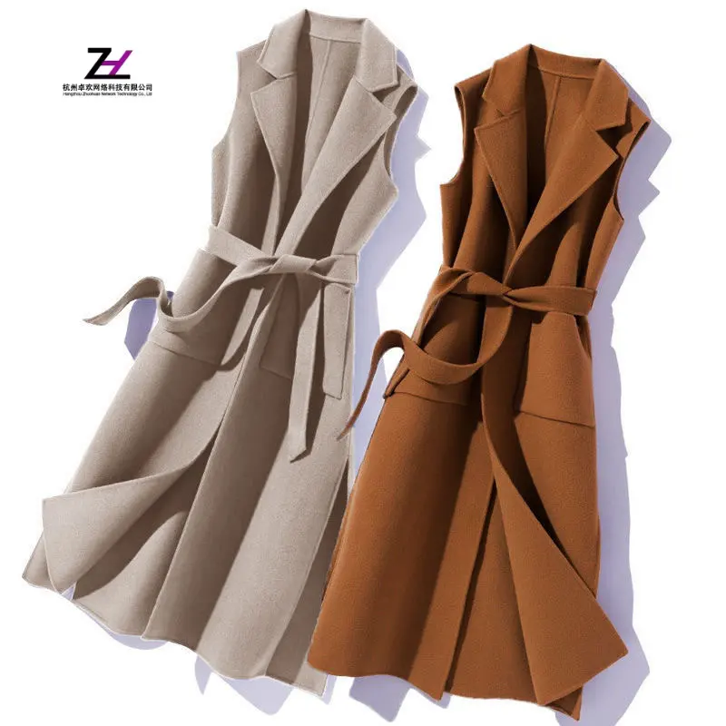 DL935 Female Pocket loose suede texture lace waistcoat winter trench women long coat Down jacket