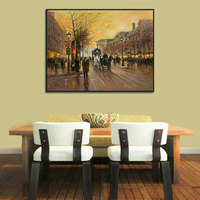 Peinture à l'huile vintage de paysage urbain parisien, magnifique paysage de rue urbaine, toile murale décorative à suspendre pour le salon