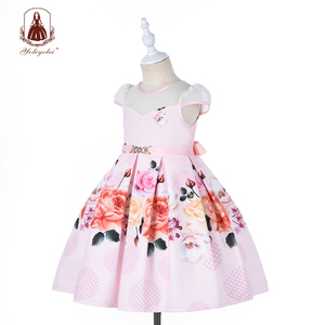La ropa de los niños de 5 a 9 años Semi-perspectiva superior avión manga de <span class=keywords><strong>moda</strong></span> patrón Floral de La Flor de las niñas vestido - Product Image 2