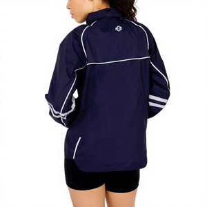 Women Hooded Windbreaker <b>Jackets</b> Track Suit Navy Blue Lightweight <b>Running</b> Shell <b>Reflective</b> Trim Full Zip Custom <b>Jacket</b> for men - Product Image 2