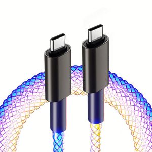 RGB 66W Fast <b>Charging</b> Luminous Flowing Light Type C to Type-C Data <b>Cable</b> PD 20W USB-C to IOS Mobile Phone <b>Charging</b> <b>Cable</b> - Product Image 1