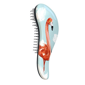Compatto districante spazzola per capelli con fenicottero ABS manico in plastica morbida setola di cinghiale strumento per parrucchiera per uso salone Logo personalizzato - Product Image 1