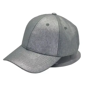 قبعة بيسبول رجالية فاخرة عالية الجودة ذات 6 أقسام باللون الرمادي 100% قطن قبعات بيسبول رجالية بابا قبعة رياضية فضية اللون