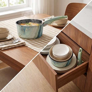 Juego de utensilios de cocina de 3 piezas de acero al carbono con revestimiento antiadherente, <span class=keywords><strong>mango</strong></span> desmontable de baquelita, efecto mármol verde, <span class=keywords><strong>para</strong></span> inducción, sartén y cacerola de 18CM, 20CM y 26CM - Product Image 6