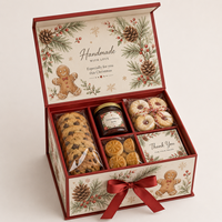 Boîte cadeau pliante professionnelle avec lamination brillante et fermeture magnétique pour cadeaux alimentaires de Noël faits main, vente en gros