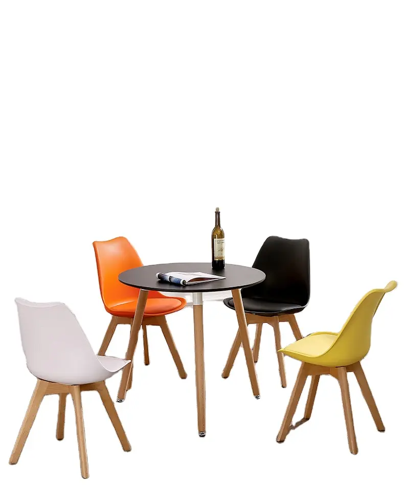 Werksdirekt günstige moderne Esszimmerstühle bunte Cafè Restaurant PP Kunststoffstuhl mit Holzbein Silla-Lounge-Stuhl