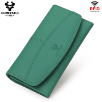 Dompet Panjang Wanita Kulit Sapi Asli Custom Grosir, Anti RFID, Ritsleting, Multifungsi