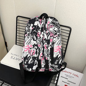 Mochila de campus para estudiantes de secundaria para mujer, mochila de garabatos, mochila escolar versátil con rayas coloridas de arcoíris - Product Image 4