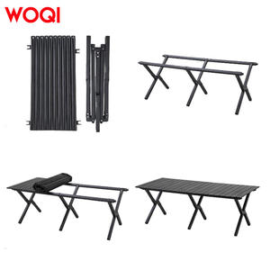 Mesa Plegable para Exteriores Woqi, 120x60x45cm, Rectangular, Portátil, para Camping y Picnic, Base Cruzada, Tela Oxford Negra - Product Image 4
