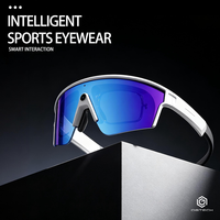 Gafas Deportivas Inteligentes Polarizadas con Lentes Espejo Azul Hielo y Marco Blanco Premium, Cámara de 13MP, Video 4K, Asistente de IA y Traducción por IA